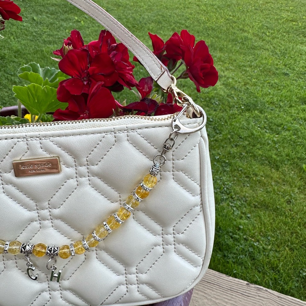 Handcrafted purse chain personalize initials Genuine gemstones bag not included - Picture 5 of 5